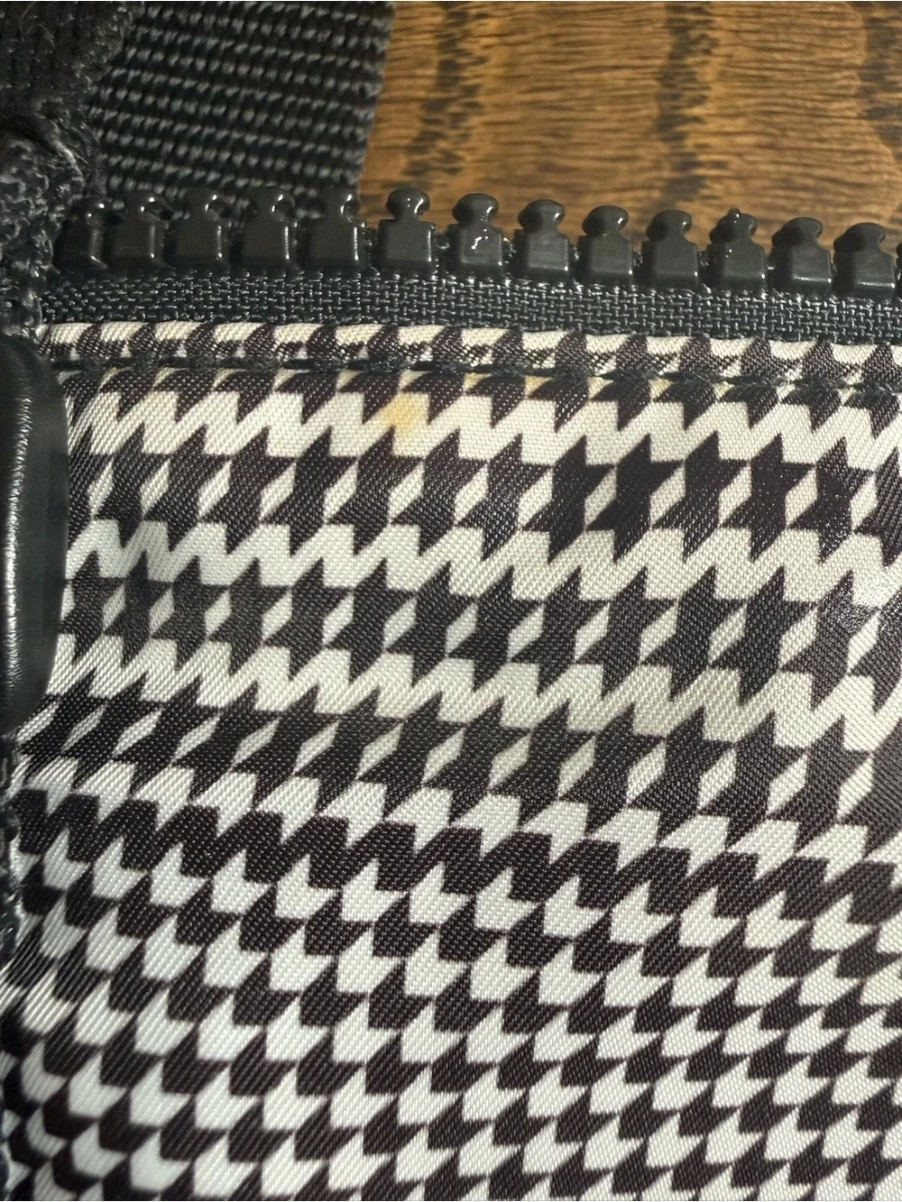 Lauren Ralph Lauren Vintage Houndstooth Large satchel purse zip Tote Bag Vintage